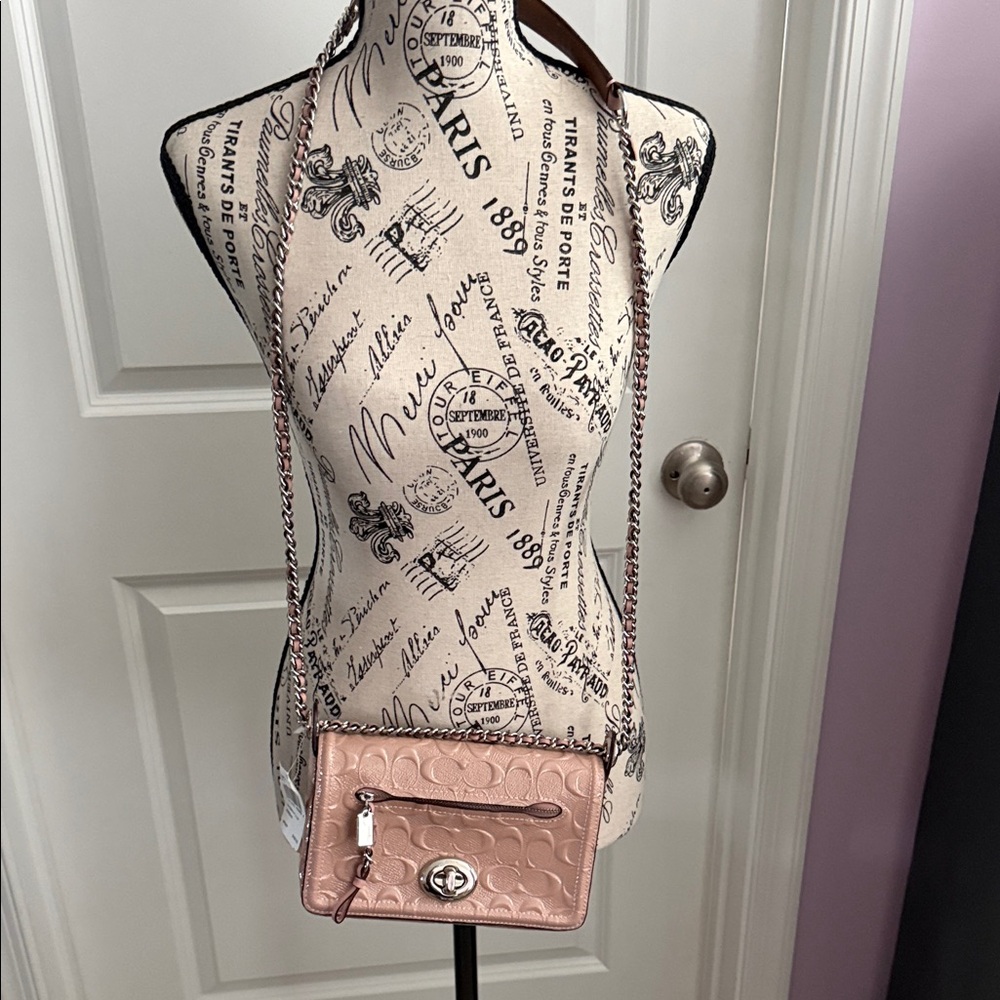 Coach Pink Crossbody Bag with Chain Strap